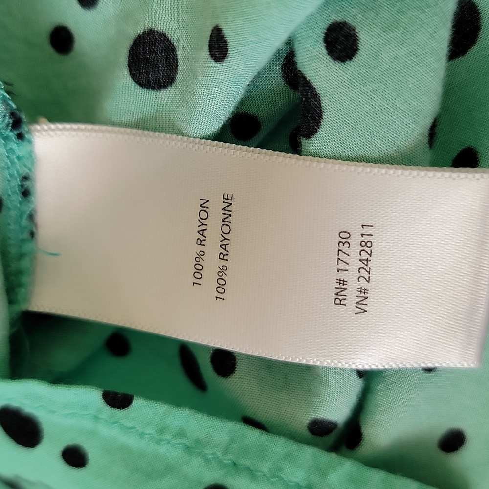 Pure Energy Plus Blouse Mint Green Polka Dot Flutter Sleeve 1X 14/16 - Picture 10 of 13